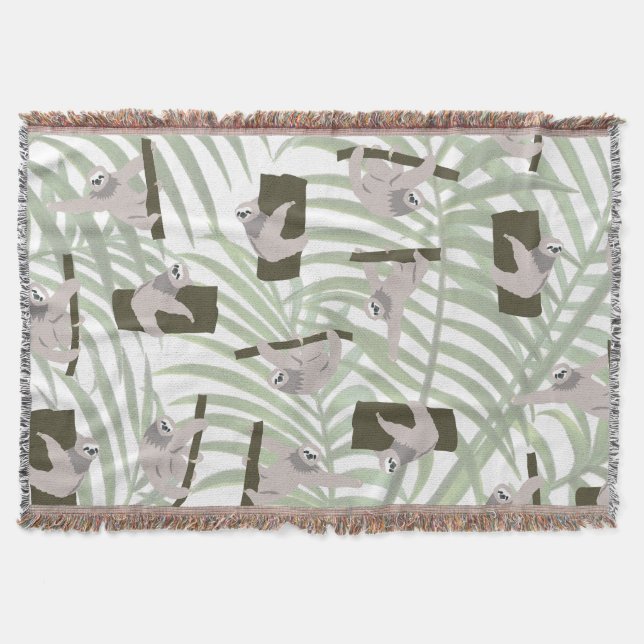 Couverture Motif animal mignon Sloth en forêt sauvage (Devant)