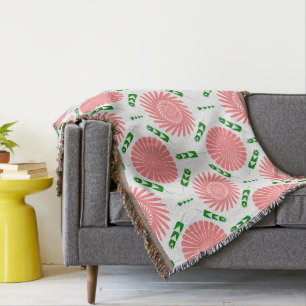 Couverture motif aux fleurs roses