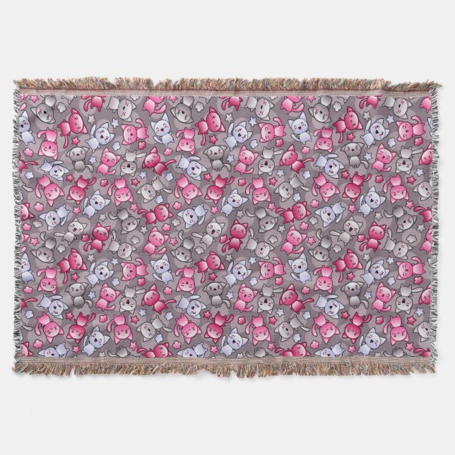 Couverture motif avec les chats mignons de griffonnage de (Devant)