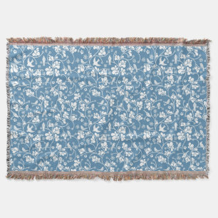 Couverture motif avec les oiseaux et l'ornement de plantes
