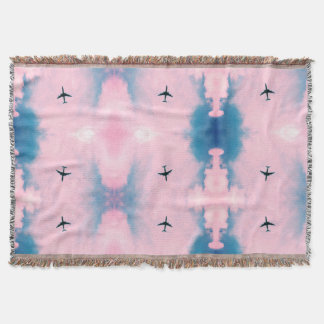 Couverture Motif avion ciel bleu rose esthétique de voyage 