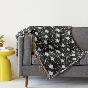 Couverture Motif Aztèque tribal noir Boho