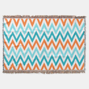 Couverture Motif bleu de zigzag d'Aqua orange moderne de