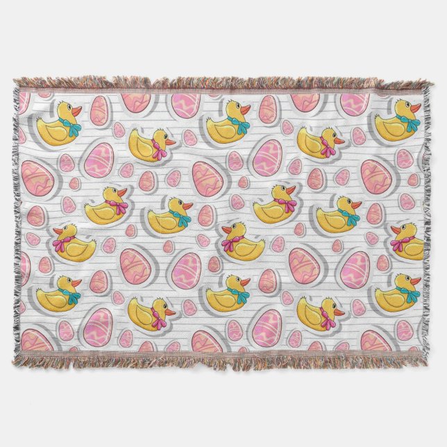 Couverture Motif Canard Et Oeufs De Pâques (Devant)