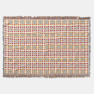 Couverture Motif carré moderne géométrique rouge ambre