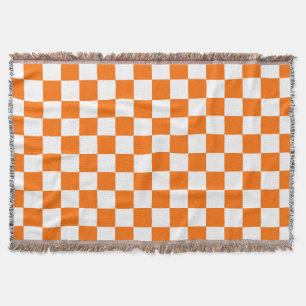 Couverture Motif chèque À damiers blanc orange