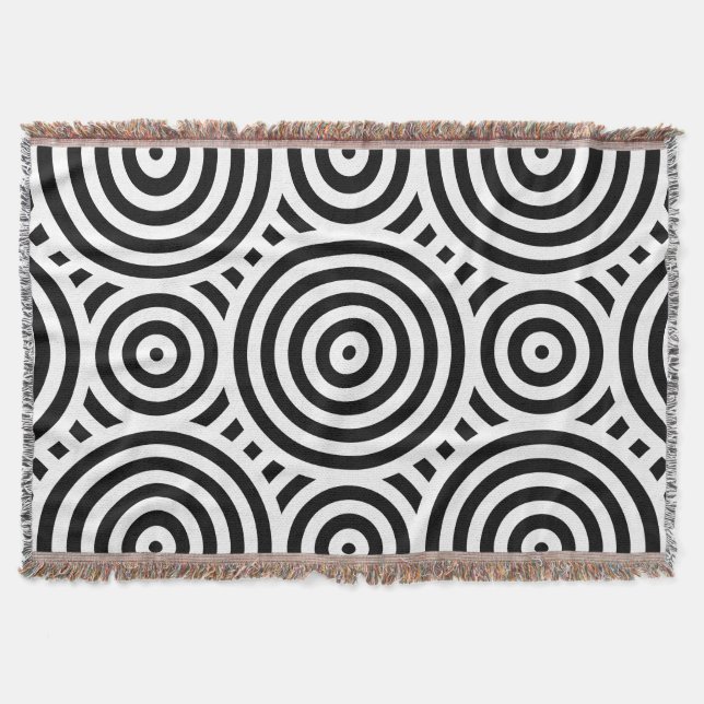 Couverture Motif circulaire imbriqué noir et blanc (Devant)