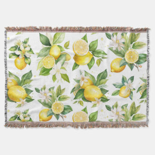 Couverture Motif citron, Fleurs de citron, Feuilles, Citrus