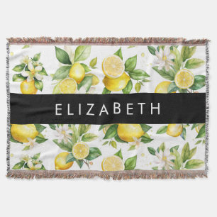 Couverture Motif citron, Fleurs de citron, Feuilles, Votre No