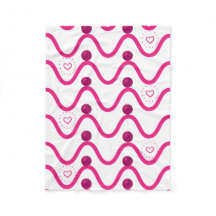 Couverture Motif Cosy Rose Waves & Hearts