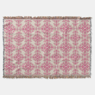 Couverture Motif damassé floral de style victorien chic rose