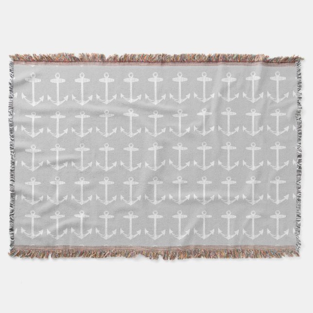 Couverture Motif d'Ancre gris marine (Devant)