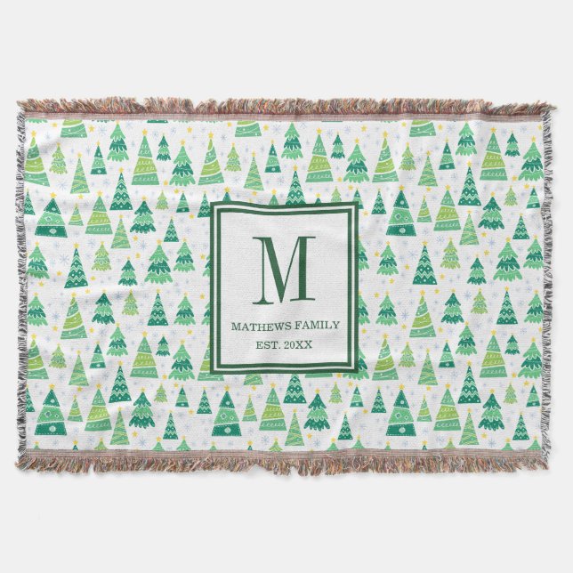 Couverture Motif d'arbre de Noël avec initiale de monogramme  (Devant)