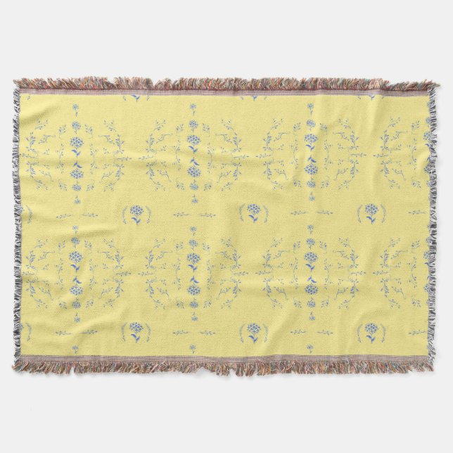 Couverture Motif de bloc Hydrangea - Jaune et Bleu (Devant)