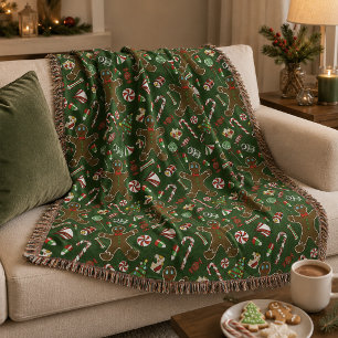 Couverture Motif de bonbon en pain d'épices festif vert ludiq