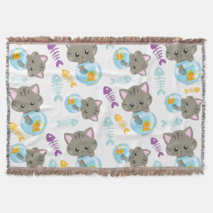 Couverture Motif De Chats, Chats Mignons, Chatons, Poisson