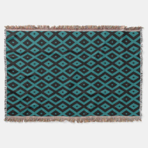 Couverture motif de diamants turquoise et noir