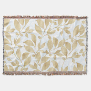 Couverture Motif de feuillage blanc or
