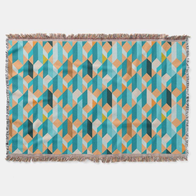 Couverture Motif De Formes Turquoises Et Oranges (Devant)
