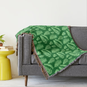 Couverture Motif de fougère forestière, vert clair et foncé