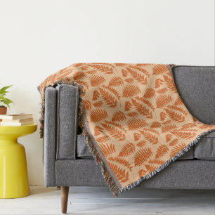 Couverture Motif de fougères boisées, Pastel Orange