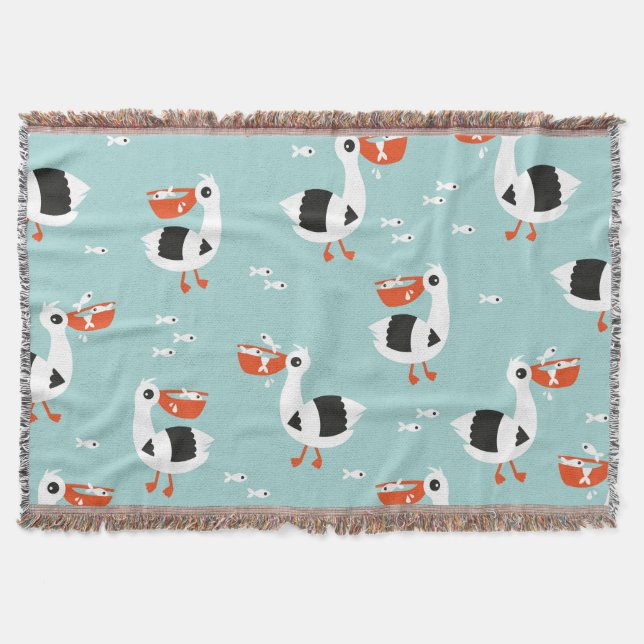 Couverture Motif de garçons d'océan d'oiseaux et de poissons (Devant)