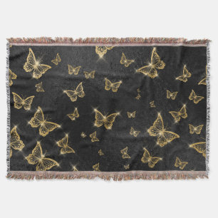 Couverture Motif de glam or et papillons noirs