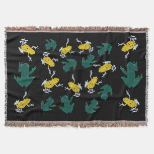 Couverture Motif de grenouilles jaunes vertes