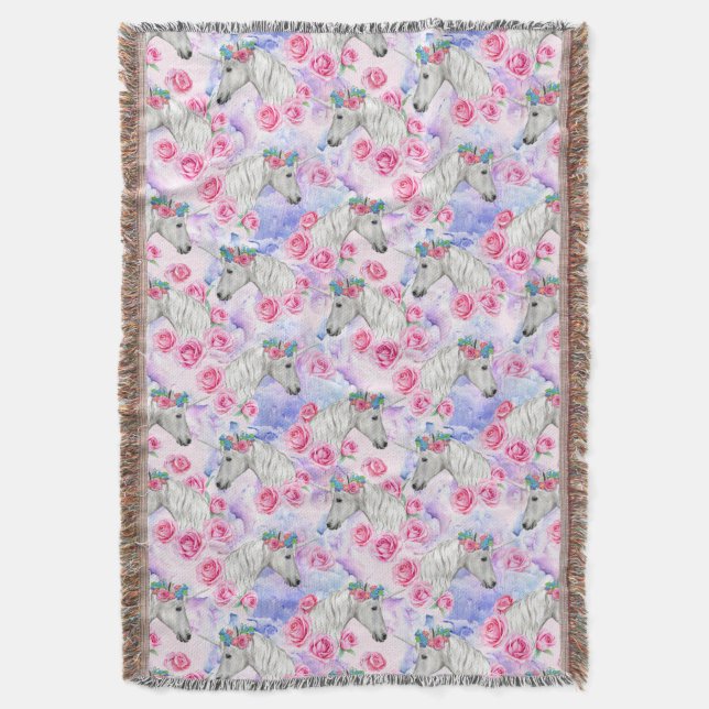 Couverture Motif de licornes et de roses (devant Vertical)