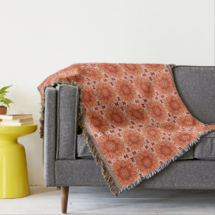 Couverture Motif de marguerite géométrique en Mandarin Orange