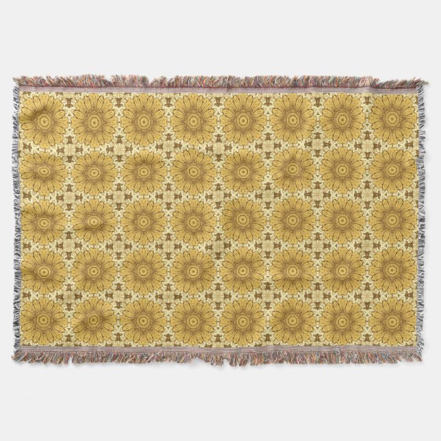 Couverture Motif de marguerite géométrique en Or de moutarde (Devant)