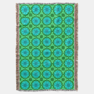 Couverture Motif de marguerite géométrique en Turquoise et Ve