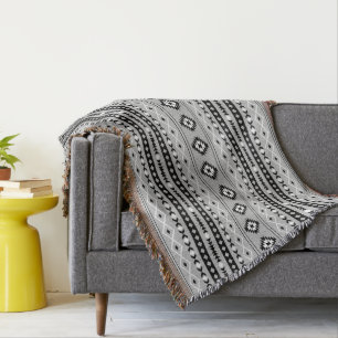 Couverture Motif de motifs mixtes noir blanc aztèque