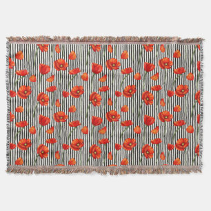 Couverture Motif de pavots et rayures