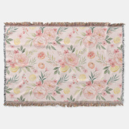 Couverture Motif de pivoine rose citron