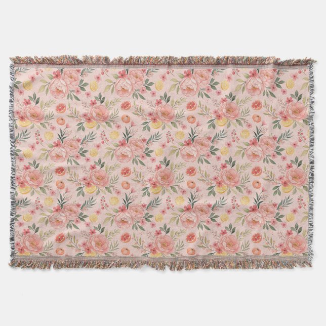 Couverture Motif de pivoine rose citron (Devant)