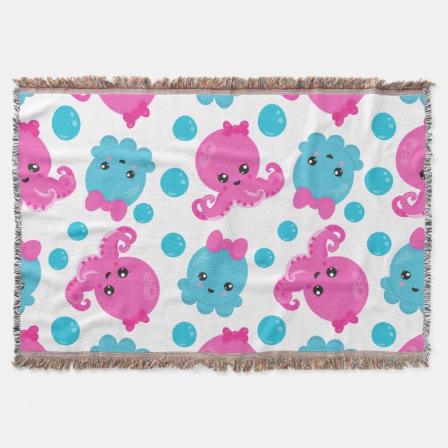 Couverture Motif de poulpe, poulpe mignonne, Animaux de mer (Devant)