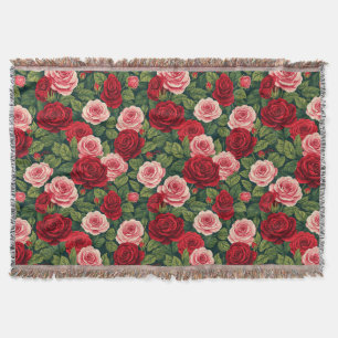 Couverture Motif de rose vibrant avec des roses rouges et ros