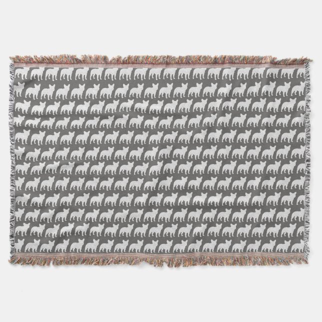 Couverture Motif de silhouettes de bouledogue français (Devant)