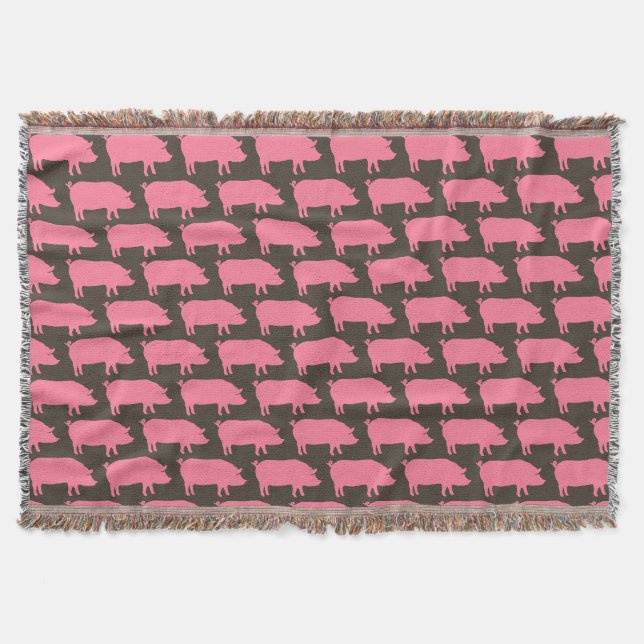 Couverture Motif de silhouettes de porc rose | Animal agricol (Devant)