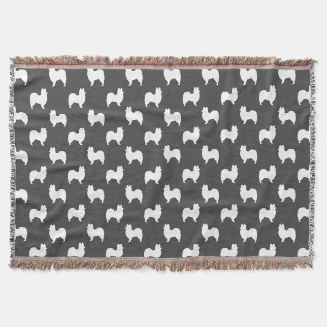 Couverture Motif de silhouettes de race de chien Papillon (Devant)