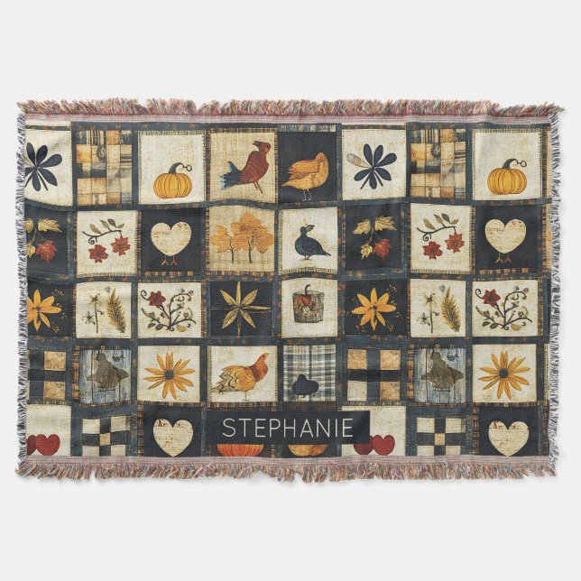 Couverture Motif de surface composée d'automne rustique | Pat (Devant)