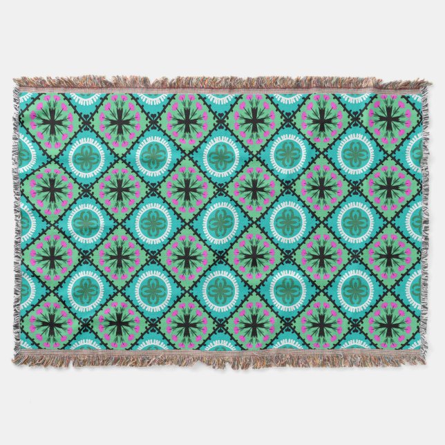 Couverture Motif de Suzani avec des motifs d'Ouzbékistan et (Devant)