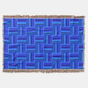 Couverture Motif de tissage à bandes bleues