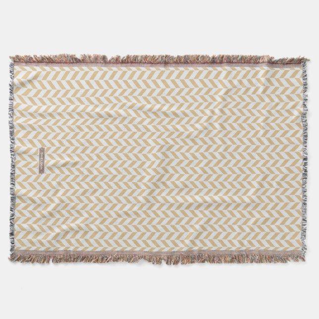Couverture Motif de zigzag géométrique blanc d'or neutre chic (Devant)