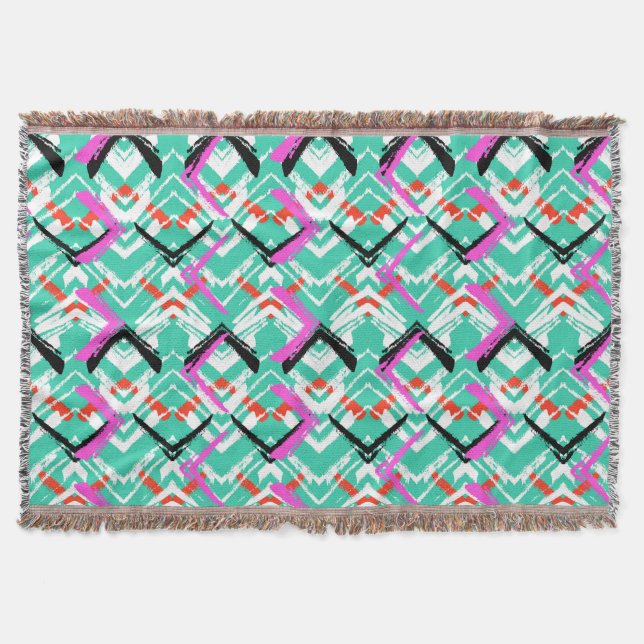 Couverture Motif de zigzag turquoise tiré par la main (Devant)