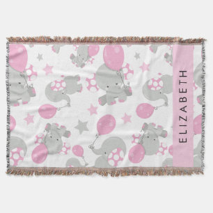 Couverture Motif D'Eléphants, Eléphants Mignons, Votre Nom