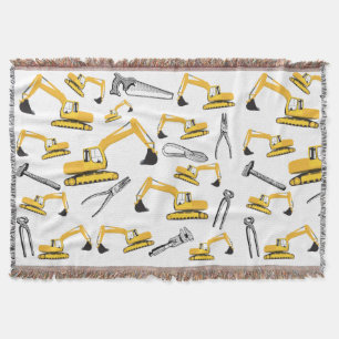 Couverture Motif des camions et des outils de construction de