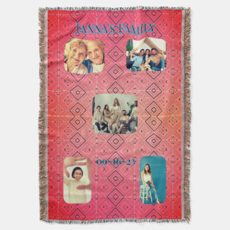 Couverture Motif diamant rouge photo de famille rétro