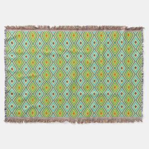 Couverture Motif diamant tons frais bleu vert